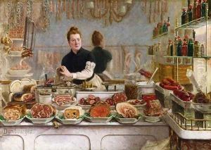 A Pork Butcher's Shop by Edouard-Jean Dambourgez