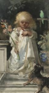A Young Girl Carrying Magnolias