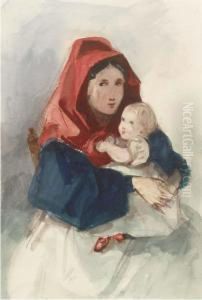 Study Of A Mother And Child by Louisa Anne, Marchioness of Waterford