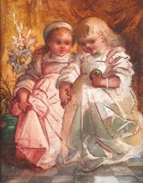 Portrait Of Young Girls With An Apple - view 1