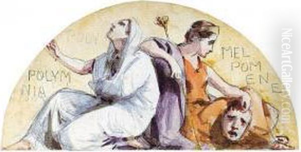 A Group Of Watercolours Of The Four Muses - view 1