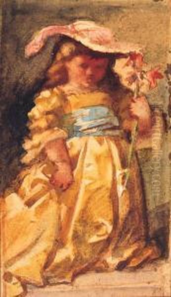 A Young Girl Holding A Flower - view 1