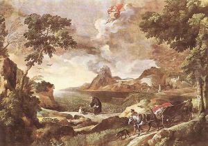 Landscape with St Augustine and the Mystery 1651-53 by Gaspard Dughet