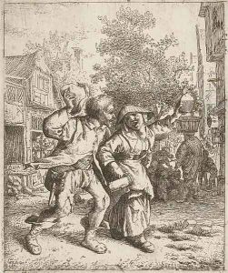 The drunk Couple by Cornelis Dusart