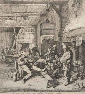 The violin player seated in the inn by Cornelis Dusart