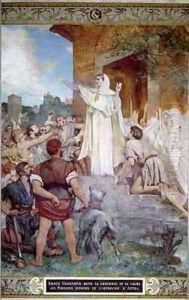 St Genevieve Calming the Parisians on the Approach of Attila by Jules-Elie Delaunay