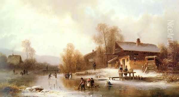 Skaters and Washerwomen in a Frozen Landscape - view 1