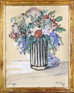 Vase Garni De Fleurs by Auguste Oleffe