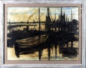 [le Port De Zeebrugge] by Auguste Oleffe