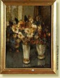 Vase De Fleurs by Auguste Oleffe