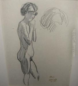 Zittend Naakt. by Auguste Oleffe