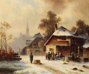 Village scene in winter
