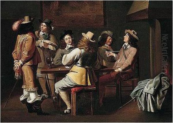 A Guardroom Interior With Soldiers Smoking And Playing Cards - view 1