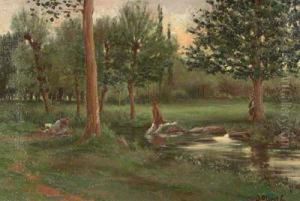 Lavanderas En El Rio. by Jose Olivet Legares