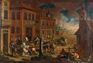 Scene De Pillage D'un Village