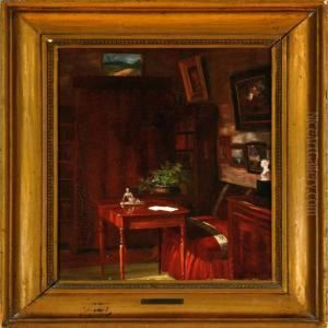 Interior With A Figure Ona Table by Henrik Olrik