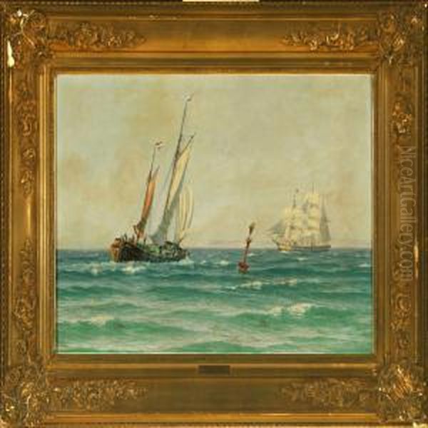 Seascapewith Fregatten Jylland And Dutch Schooner - view 1