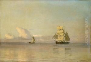 A Brigantine Almost Becalmed In A Faintbreeze