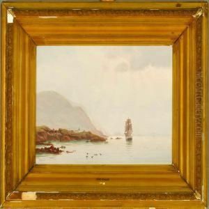 Coastal Scene With A Brignear Cliffs, Presumably At The The Faroe Islands by Alfred Theodor Olsen