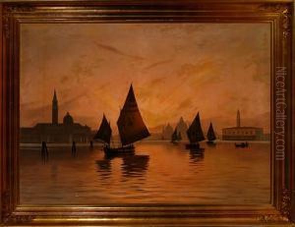 Canal Scenery From Venice In The Sunset - view 1