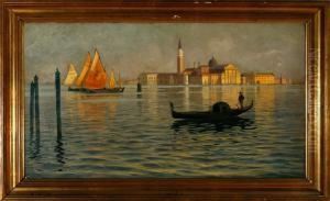 Scenery From Canal Grande In Venice by Alfred Theodor Olsen