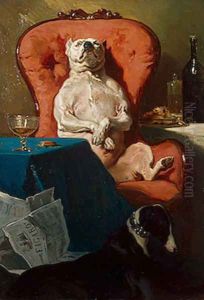 Pug Dog in an Armchair by Alfred Dedreux