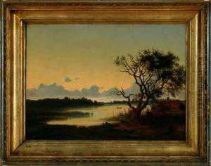 Evening Atmosphere Near A Forest Lake by Peter Olsted