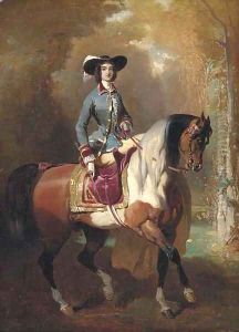 An elegant Lady out riding by Alfred Dedreux