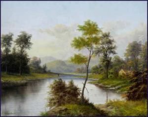 Fishing On The River Bank