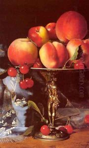 A Still Life with Peaches, Plums and Cherries by Blaise Alexandre Desgoffe