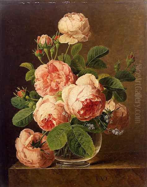 Still Life Of Roses In A Glass Vase - view 1