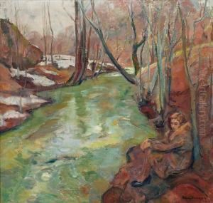 Varbilde Med Ung Pike 1930 by Soren Onsager
