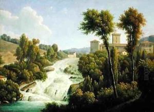 View from the Ile de Sora above the Waterfalls of the Chateau