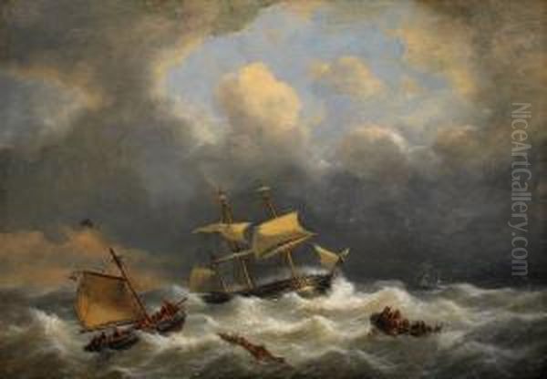 Stormigt Hav Med Segelbatar - view 1