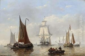 Shipping Off The Coast by George Willem Opdenhoff