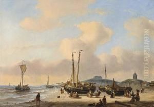 Fisherfolk On The Beach Near Seinpost Duin The Hague