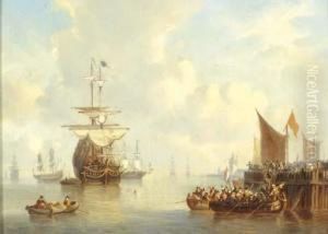 Sailing Vessels In Calm Seas Offshore