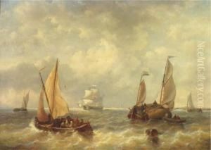 Shipping Activity In A River Estuary