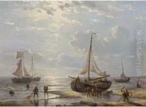 Unloading The Catch by George Willem Opdenhoff