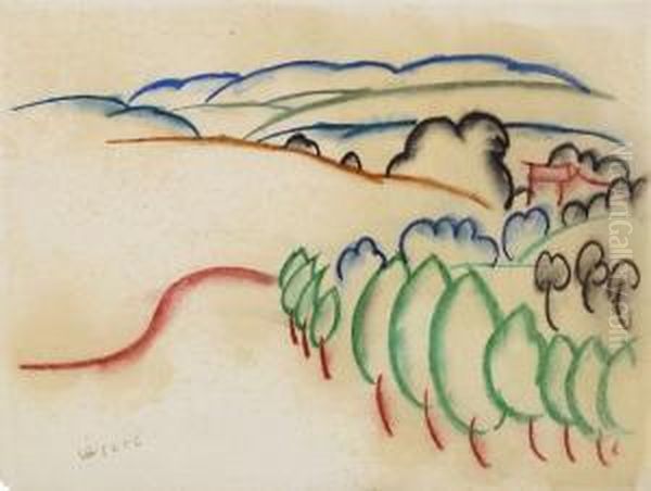 Ohne Titel (hugellandschaft Mit Hausern Im Hintergrund) - view 1