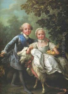 Comte d'Artois and His Sister, Madame Clotilde by Francois-Hubert Drouais