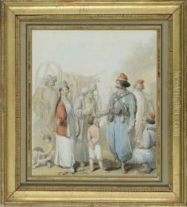 Soldats Ottomans Et Diseuses De Bonnes Aventures Russes. by George Emmanuel Opitz
