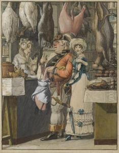 Two Women And A Soldier In A Butcher's Shop - view 1