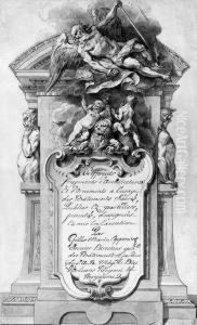 Design For A Frontispiece With
An Allegory Of Time Flying Overthree Putti Playing With A Lion
Inscribed 'differents Fragments D'architectures Et D'ornements Al'usage
Des Btiments Sacrs, Public Et Particuliers, Inventes,designes- Et Mis En
Execution by Gilles-Marie Oppenord