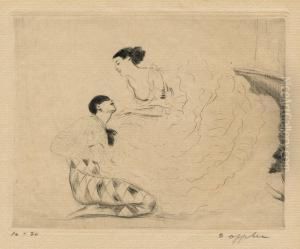 Pierrot Und Tanzerin by Ernst Oppler
