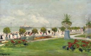 Festivities On The Beach With A Pier In The Distance