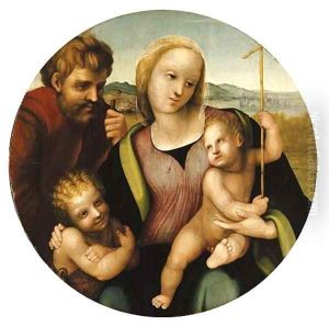 The Holy Family with the Infant Saint John the Baptist, the city of Pistoia beyond