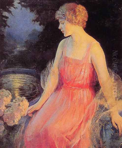 Woman with Hydrangeas - view 1