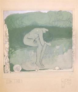 Femme Nue En Meditation - Projet D'affiche by Manuel Orazi