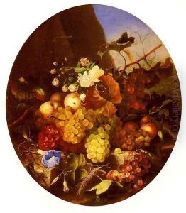 Still Life Of Fruit And Flowers by Adelheid Dietrich